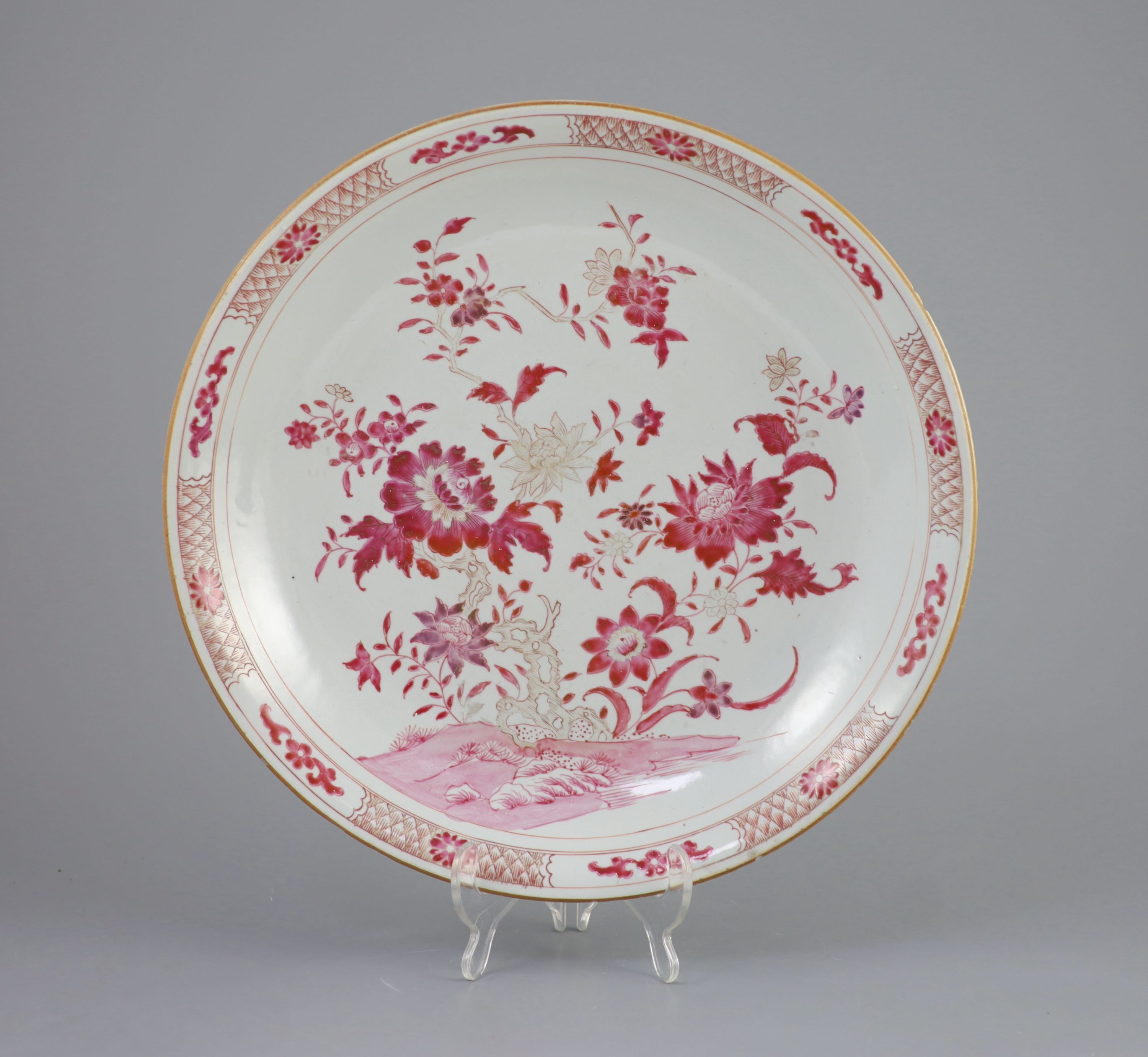 A Chinese famille rose large circular porcelain dish, Dia 36cm